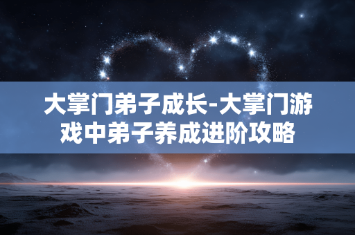 大掌门弟子成长-大掌门游戏中弟子养成进阶攻略 大掌门弟子成长-大掌门游戏中弟子养成进阶攻略