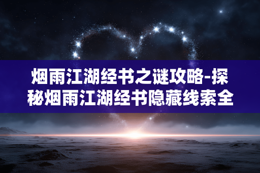 烟雨江湖经书之谜攻略-探秘烟雨江湖经书隐藏线索全解 烟雨江湖经书之谜攻略-探秘烟雨江湖经书隐藏线索全解