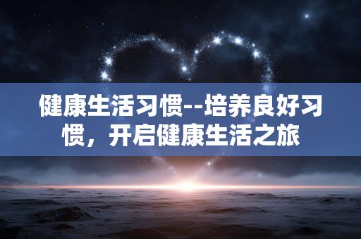 健康生活习惯--培养良好习惯，开启健康生活之旅