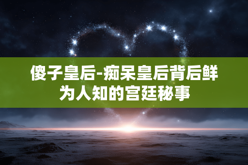 傻子皇后-痴呆皇后背后鲜为人知的宫廷秘事