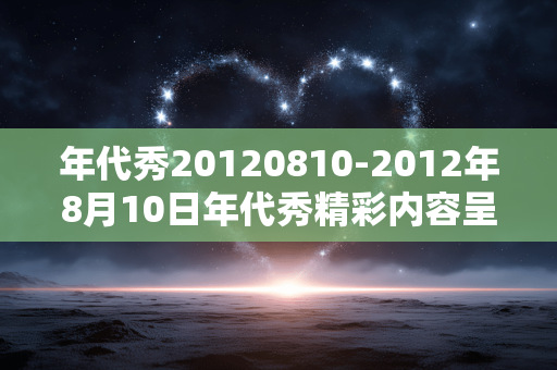 年代秀20120810-2012年8月10日年代秀精彩内容呈现