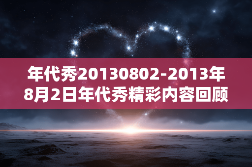 年代秀20130802-2013年8月2日年代秀精彩内容回顾