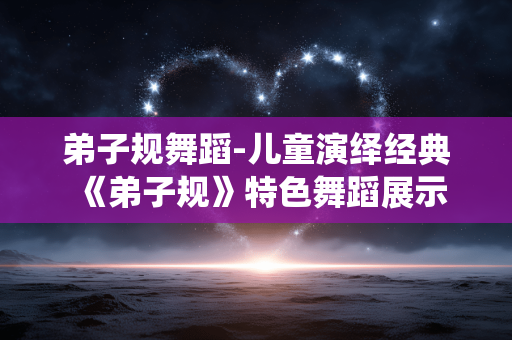 弟子规舞蹈-儿童演绎经典《弟子规》特色舞蹈展示