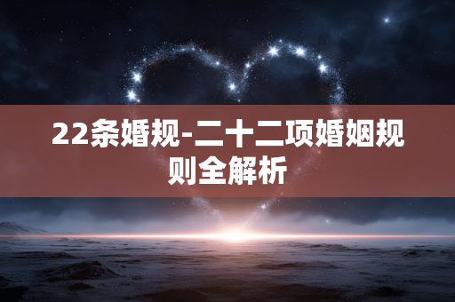 22条婚规-二十二项婚姻规则全解析