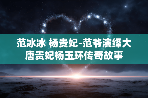 范冰冰 杨贵妃-范爷演绎大唐贵妃杨玉环传奇故事