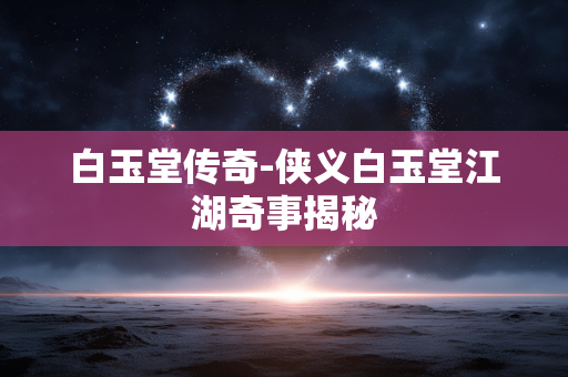 白玉堂传奇-侠义白玉堂江湖奇事揭秘