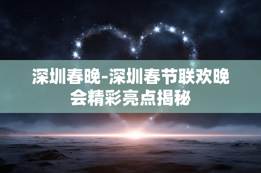 深圳春晚-深圳春节联欢晚会精彩亮点揭秘