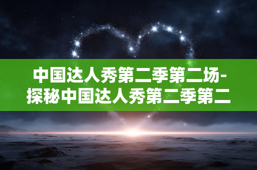 中国达人秀第二季第二场-探秘中国达人秀第二季第二场精彩看点