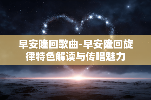 早安隆回歌曲-早安隆回旋律特色解读与传唱魅力 早安隆回歌曲-早安隆回旋律特色解读与传唱魅力