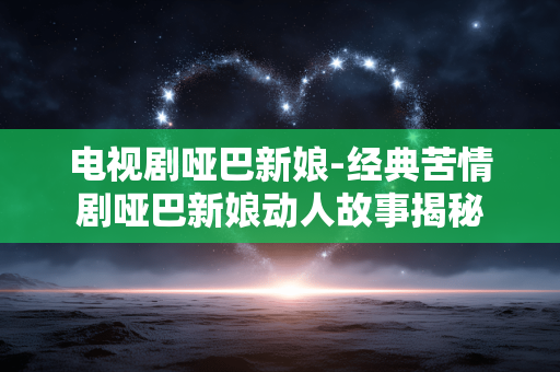 电视剧哑巴新娘-经典苦情剧哑巴新娘动人故事揭秘