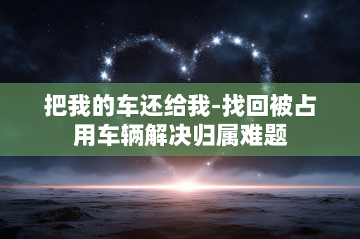 把我的车还给我-找回被占用车辆解决归属难题