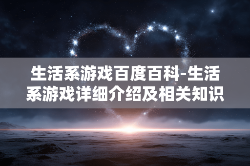 生活系游戏百度百科-生活系游戏详细介绍及相关知识汇总