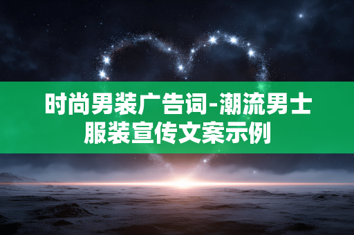 时尚男装广告词-潮流男士服装宣传文案示例 时尚男装广告词-潮流男士服装宣传文案示例