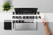 王雅莉的SEO内容写作技巧-关键词优化与深度解析