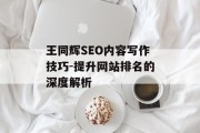 王同辉SEO内容写作技巧-提升网站排名的深度解析