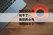愤怒的小鸟玩不了--愤怒的小鸟为何玩不了