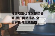 搜索引擎优化关键词策略,提升网站排名-全面解析与实践指南