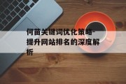 何苗关键词优化策略-提升网站排名的深度解析