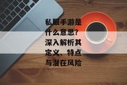 私服手游是什么意思？深入解析其定义、特点与潜在风险