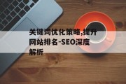 关键词优化策略,提升网站排名-SEO深度解析