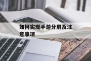 如何实现手游分屏及注意事项