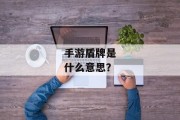 手游盾牌是什么意思？