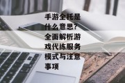 手游全托是什么意思？全面解析游戏代练服务模式与注意事项