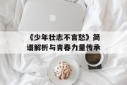 《少年壮志不言愁》简谱解析与青春力量传承