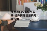 陆明君SEO策略与实践-提升网站流量的专业指南
