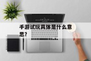 手游试玩具体是什么意思？