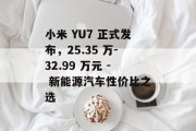 小米 YU7 正式发布，25.35 万-32.99 万元 - 新能源汽车性价比之选