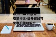 DOMINATE搜索引擎排名-提升在线可见度的策略解析