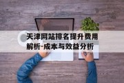 天津网站排名提升费用解析-成本与效益分析