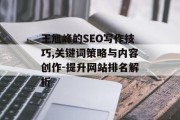 王旭峰的SEO写作技巧,关键词策略与内容创作-提升网站排名解析
