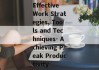 Effective Work Strategies, Tools and Techniques- Achieving Peak Productivity