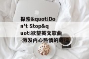 探索"Don't Stop"欲望英文歌曲-激发内心热情的旋律