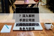 手游CEO是什么意思？深入解析手游公司首席执行官的角色与职责