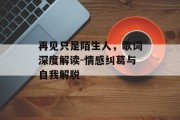 再见只是陌生人，歌词深度解读-情感纠葛与自我解脱