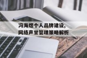 冯海煜个人品牌建设,网络声誉管理策略解析