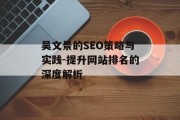 吴文景的SEO策略与实践-提升网站排名的深度解析